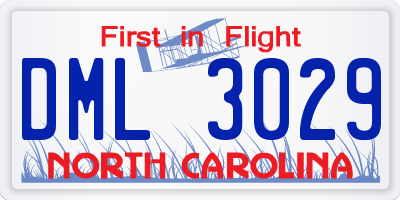 NC license plate DML3029