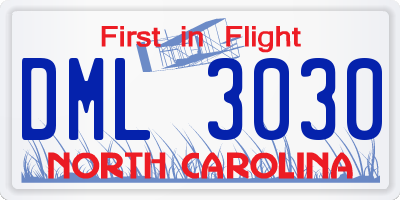 NC license plate DML3030
