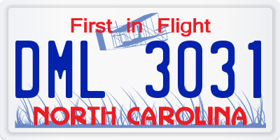 NC license plate DML3031