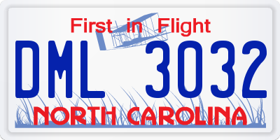 NC license plate DML3032
