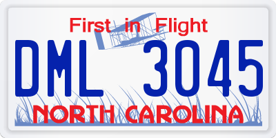 NC license plate DML3045