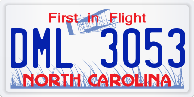 NC license plate DML3053
