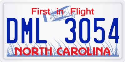 NC license plate DML3054