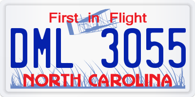 NC license plate DML3055