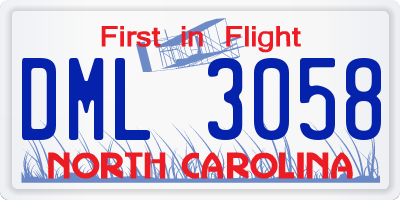 NC license plate DML3058