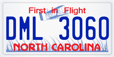 NC license plate DML3060