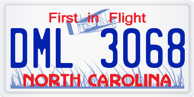 NC license plate DML3068