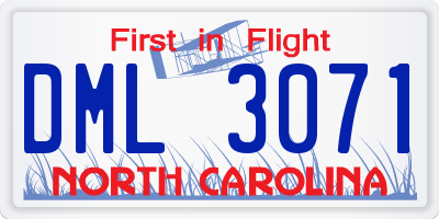 NC license plate DML3071