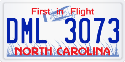 NC license plate DML3073