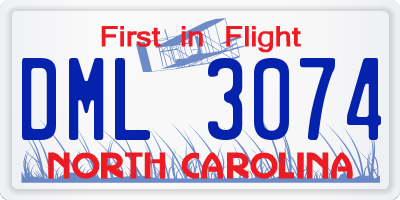 NC license plate DML3074