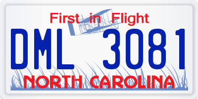 NC license plate DML3081
