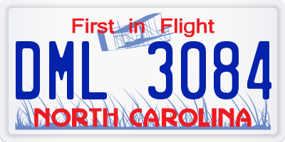 NC license plate DML3084