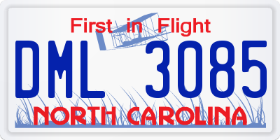 NC license plate DML3085