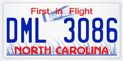 NC license plate DML3086