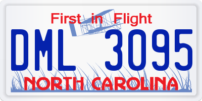 NC license plate DML3095