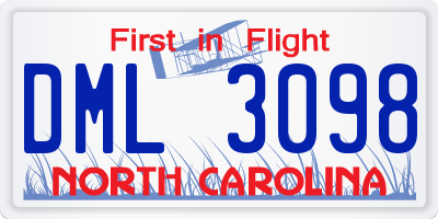 NC license plate DML3098