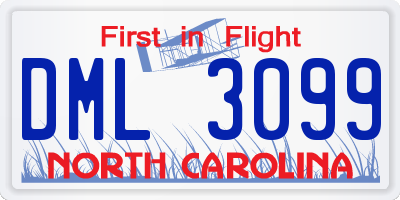 NC license plate DML3099