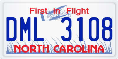 NC license plate DML3108
