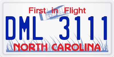 NC license plate DML3111