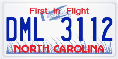 NC license plate DML3112