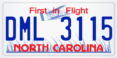 NC license plate DML3115