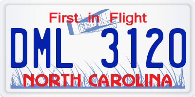 NC license plate DML3120