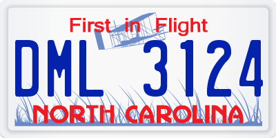 NC license plate DML3124