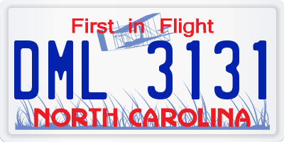 NC license plate DML3131