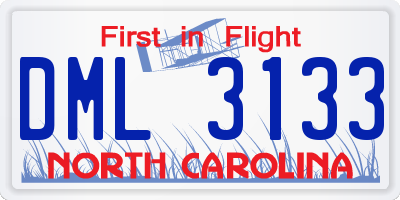 NC license plate DML3133