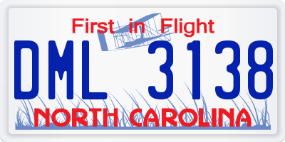 NC license plate DML3138