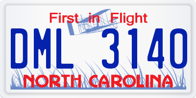 NC license plate DML3140