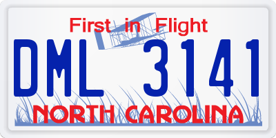NC license plate DML3141