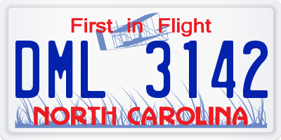 NC license plate DML3142