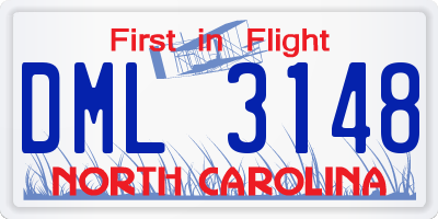 NC license plate DML3148