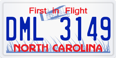 NC license plate DML3149