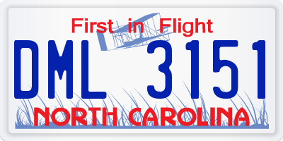 NC license plate DML3151
