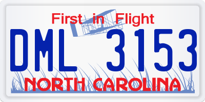 NC license plate DML3153