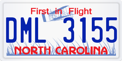 NC license plate DML3155