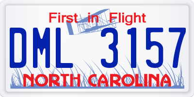 NC license plate DML3157