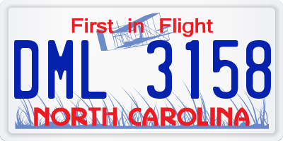 NC license plate DML3158