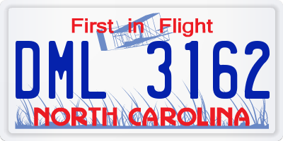 NC license plate DML3162