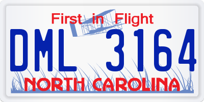 NC license plate DML3164