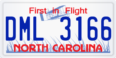 NC license plate DML3166