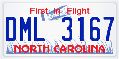 NC license plate DML3167
