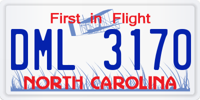 NC license plate DML3170
