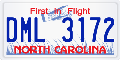 NC license plate DML3172