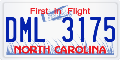 NC license plate DML3175