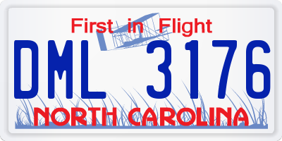 NC license plate DML3176