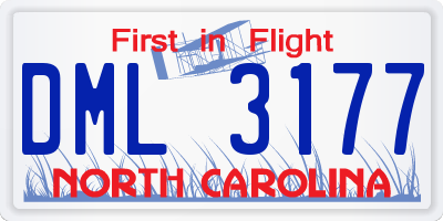 NC license plate DML3177