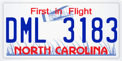 NC license plate DML3183